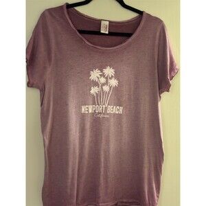 Pink Melon T-Shirt Womens L Purple Newport Beach CA Palm Trees Graphic